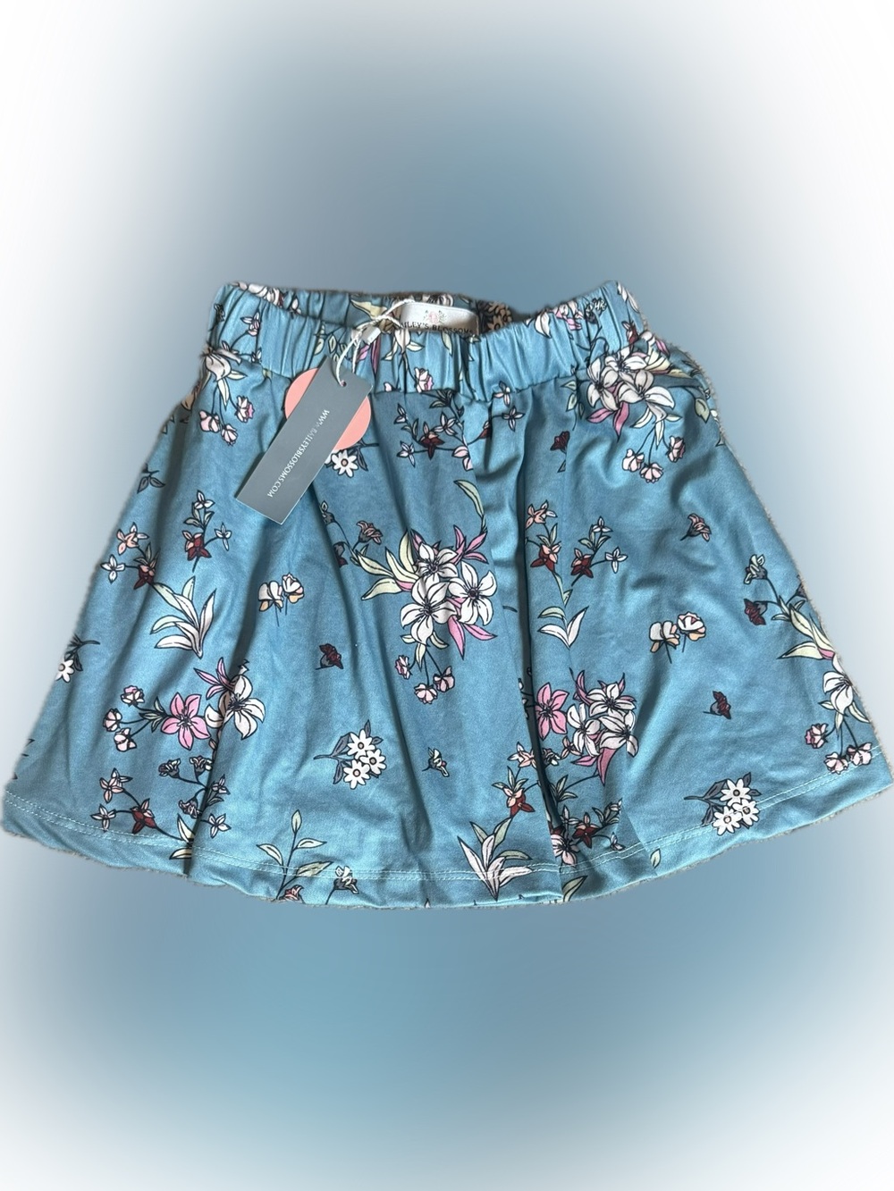 NWT Blue Floral A-Line Skirt - Elastic Waist